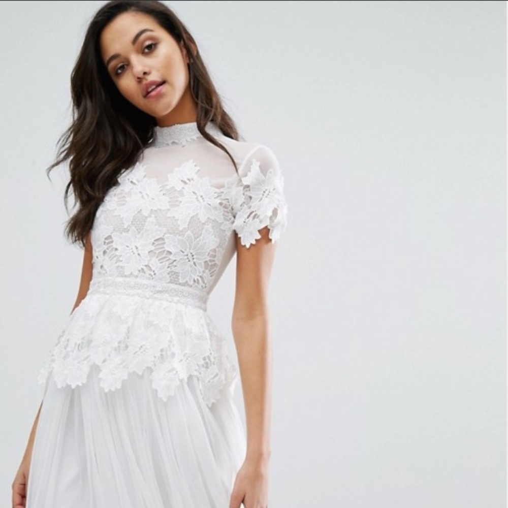 *New* Miss Selfridge White Lace & Tulle Dress 8